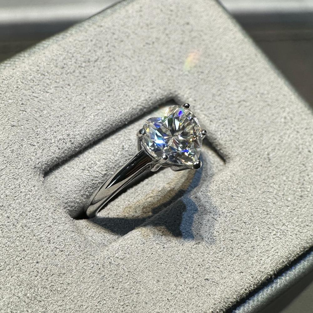 Vinregem Klassischer 100% 925 Sterlingsilber Funkelnder Herzschliff 8*8 MM 2CT 3EX VVS1 D Farbe Echte Moissanit Diamanten Ring Hochzeit Verlobungsschmuck