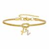 Double Knot Round Snake Bone Bracelet with Diamond 26 Letters Cross Pendant Charm Jewelry