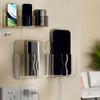 Wall Mounted Phone Charging Stand Self Adhesive No Drill Remote Control Storage Box Holder