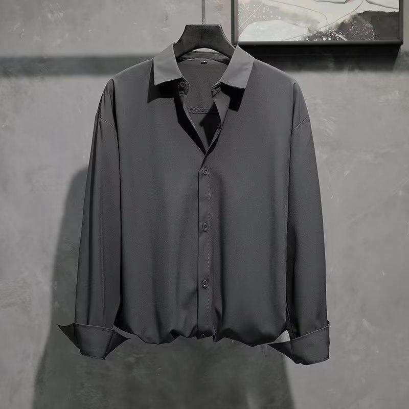 Men's Casual Loose-Fit Long-Sleeve Shirt - Trendy Korean Style for Spring & Autumn