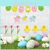 Charming Easter Decoration With Felt Bunny Flags Colorful Egg Stickers And Flower Accents