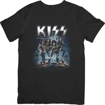 Kiss 7 Music Unisex Střih pro Muže a Ženy Kvalitní Bavlněné Tričko Černé