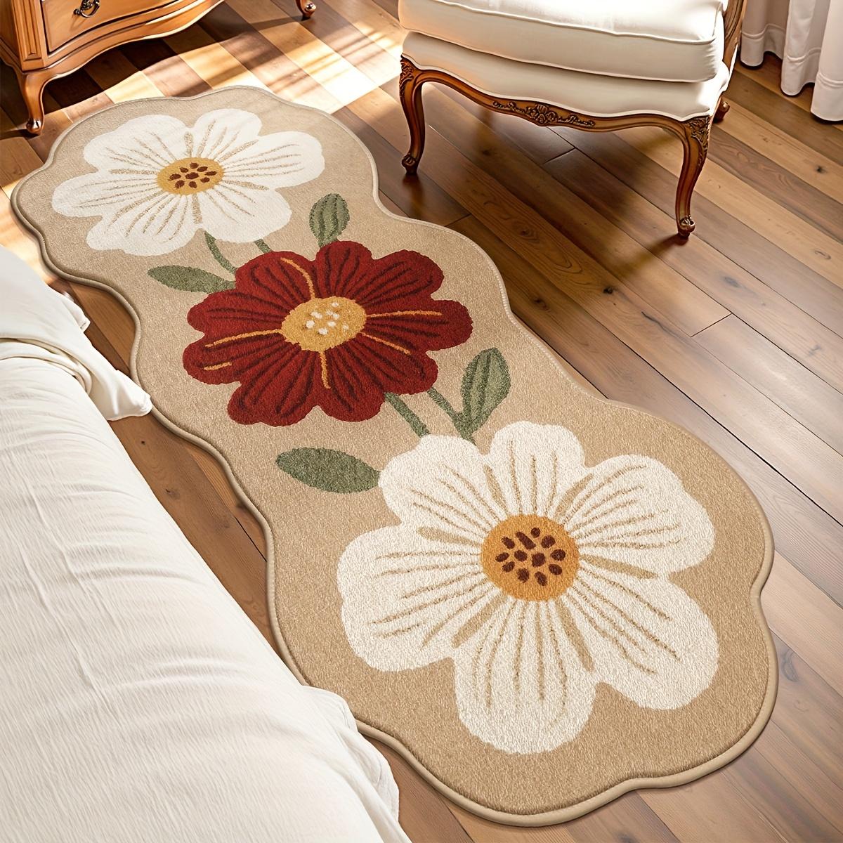 

Vintage Flower Carpet Doormat Bedside Blanket Soft Rug For Bedroom Carpet For Living Room Floor Mat Home Dec 50X110CM