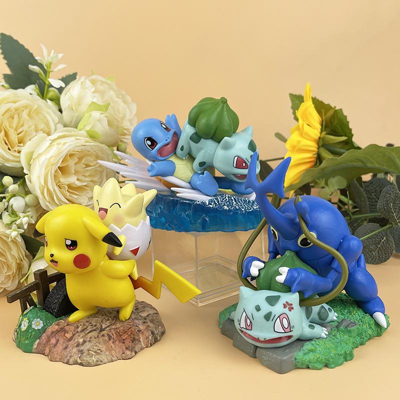 Pokémon Pikachu, Bulbasaur, Squirtle Action Figures: Desktop Ornaments