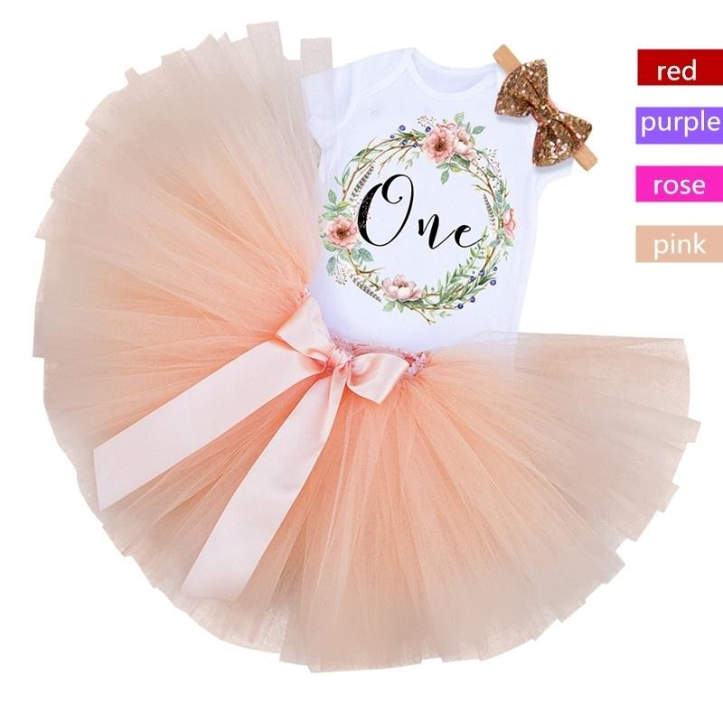 Baby Girl First 1st Birthday Outfit Tutu Skirt Dress Cake Smash Party Headband