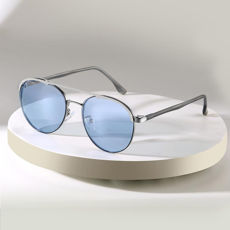 New Round Frame Men's And Women's Sunglasses Set, Two In One Polarized Sunglasses, Nearsighted Magnetic Sunglasses Frame 7007