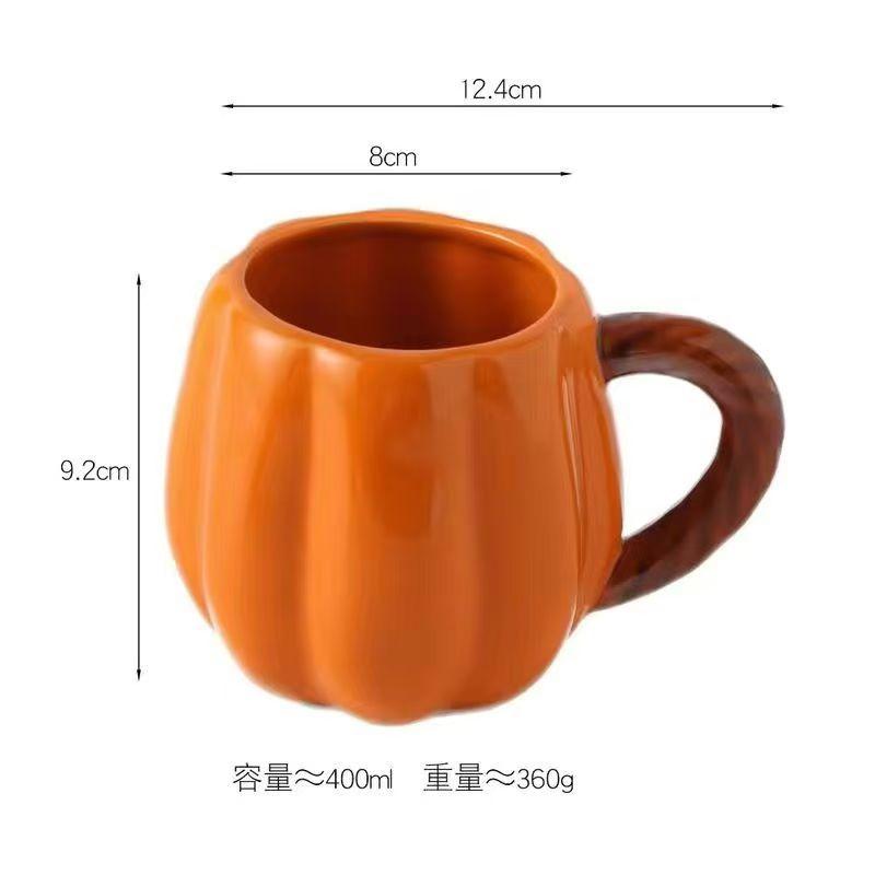 Halloween Keramisk Kopp, Oransje Gresskar, Friske Kunstneriske Hjem Melkekrus, Stor Kapasitet Frokost Par Kaffekopper Kontor Vann