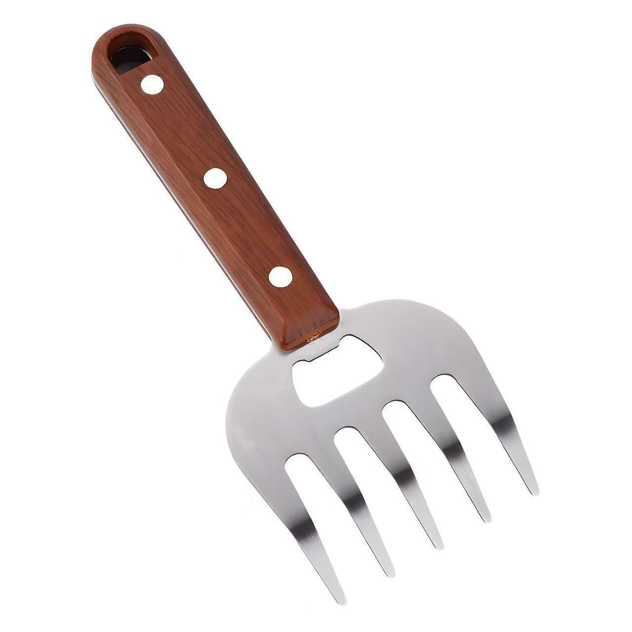 

Wooden Handle Stainless Steel Bear Claw Meat Shredder for Chicken Breast and Roasts