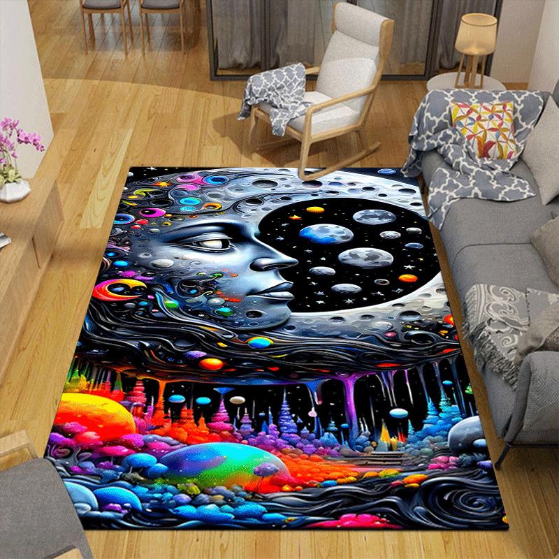 1pc Moon Print, Design Indoor Area Rug - Soft, Anti-Slip, and Durable Gaming Room Decor for Bedroom, Living Room