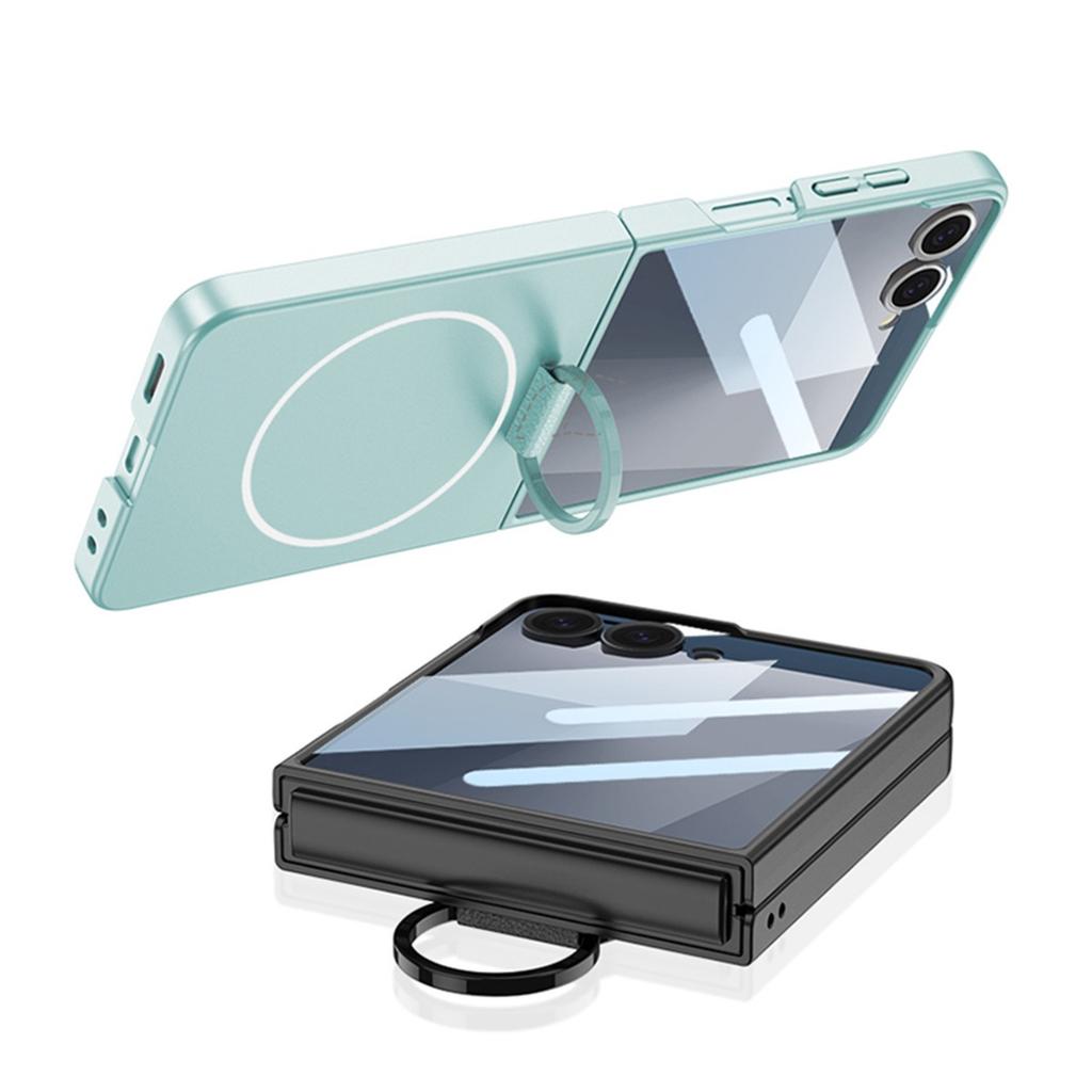 Luxury Slim Magsafe Phone Case for Samsung Galaxy Z Flip 7 Flip7 360 Built-in Screen Protector Full Protection Ring Holder Cover