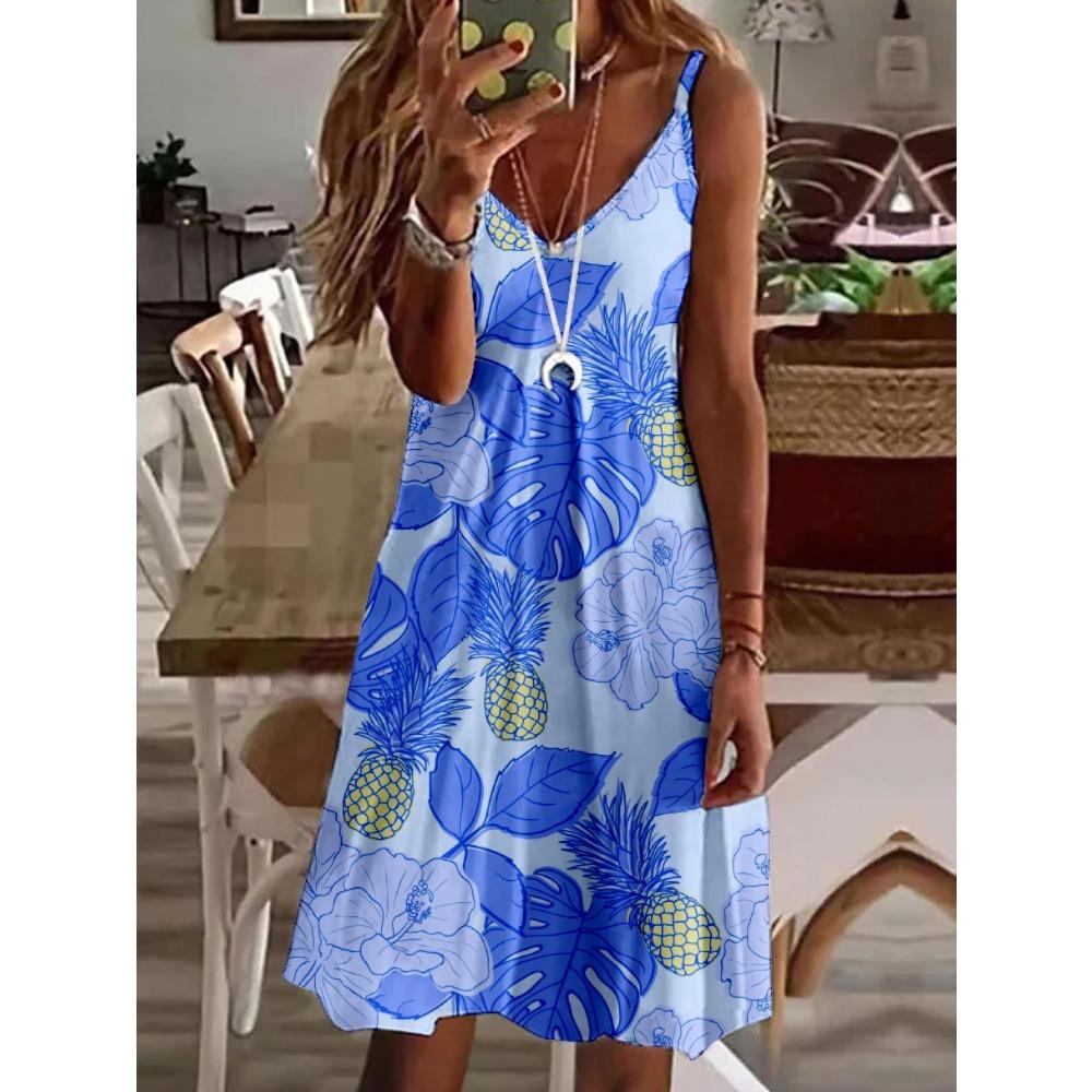 Elegant Spring and Summer New Printed Women's Camisole Dress