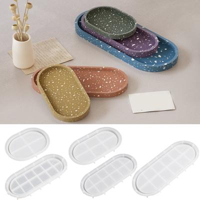 Cement Tray Molds Silicone Resin Plate Moulds Elliptic Jewelry Dish Molds Silicone Material for Resin Casting Tray