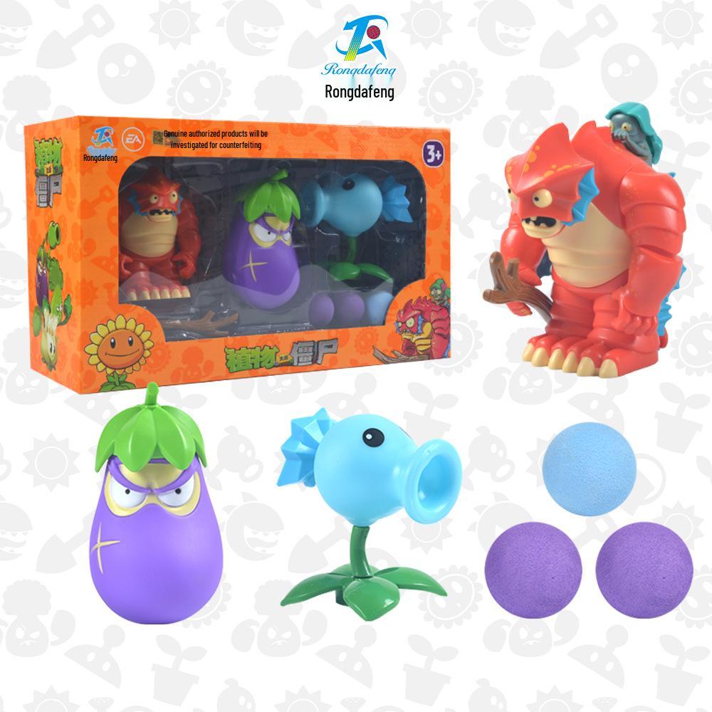 Plants vs. Zombies Egyptian Zombie Doctor and Triple Pea Pod Shooter Card Game Toy Set
