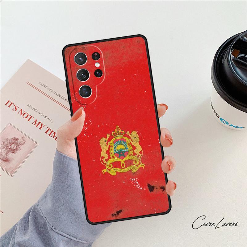 Morocco Flag Coat Of Arms Symbol phone case For Samsung Galaxy S24 S25 S23 S22 Ultra Note 10 20 Plus S20 S21 FE Cover