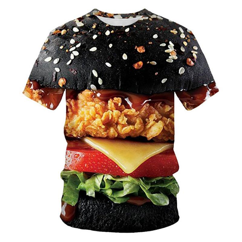 Food Hamburger Pattern T Shirt For Men Funny 3D Printed Tees Summer Casual Short Sleeve Round Neck Tops Oversized T-Shirts