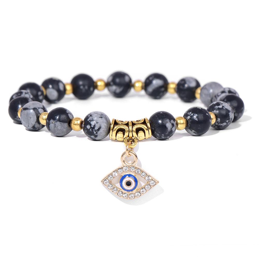 Fashion Evil Eye Natural Stone Beaded Bracelet for Women Men Amulet Protection Jewelry Yoga Spiritual Friendship Gifts