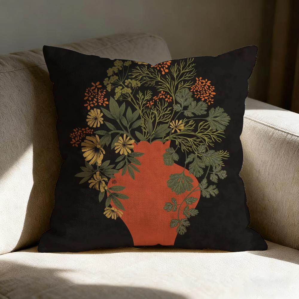 Vintage Vase Print Pillow Case Linen Pillow Covers Cover For Couch Living Room Bench Patio Floor Linen Home Decor