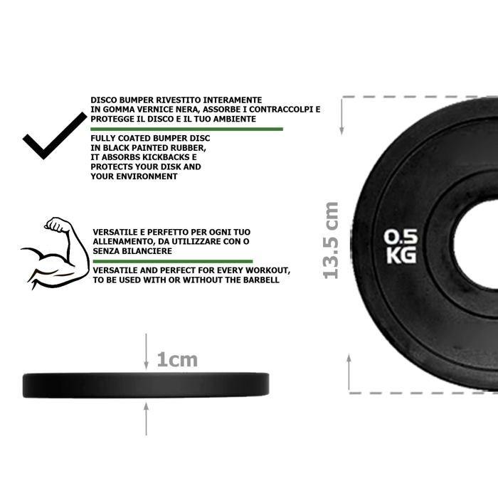 Disque micro charge pour haltères - G5 HT SPORT - G5 ht sport - 0,5 kg (lot de 2) - Trou Ø50 mm - Caoutchouc solide