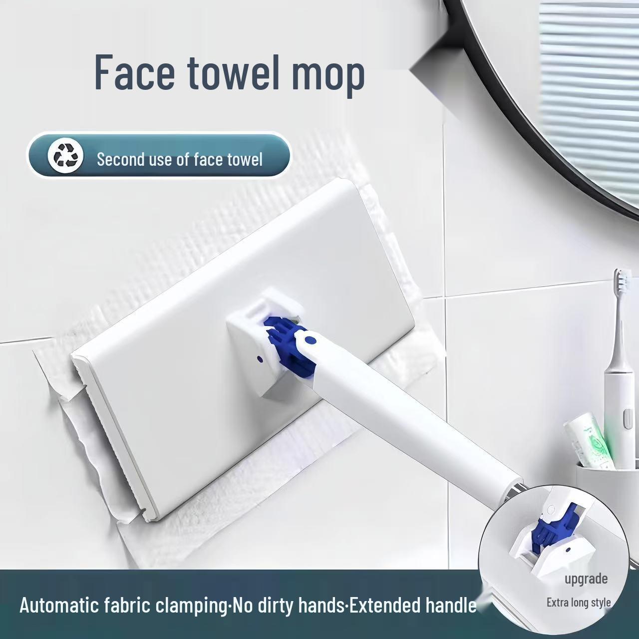 Dual-Use Hand-Free Mop: Wet & Dry, Large Size, with Clip-Cloth for Easy Mopping.