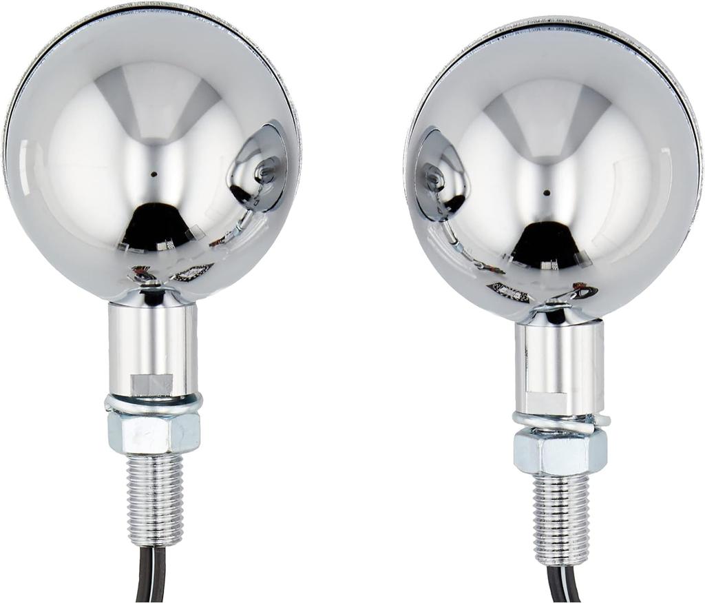 KITACO Bread Mini Turn Signal Set for Single Ball General Purpose Chrome M10(L) Plated/Orange 800-7130002