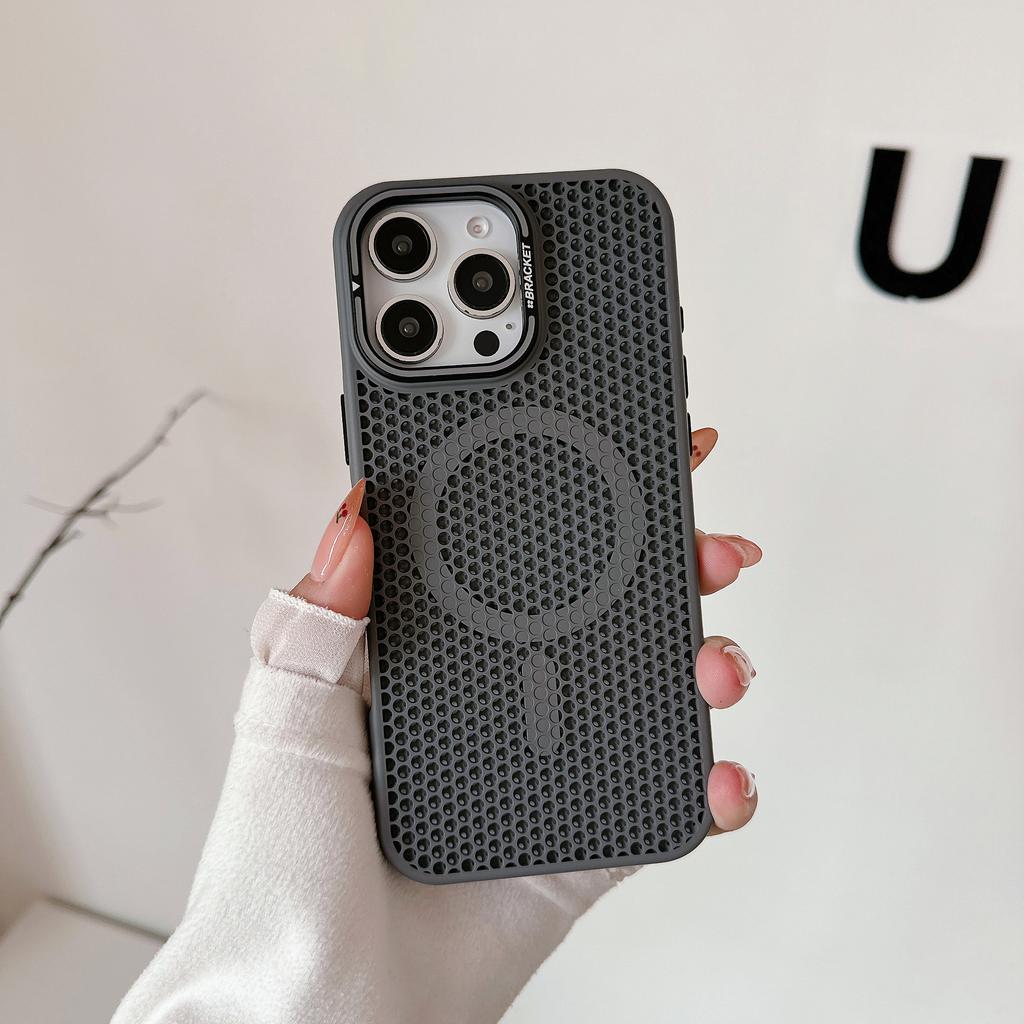 Shockproof Heat Dissipation Phone Case For iPhone 16 Pro Max 15 14 Plus 13 12 11 Pro Max  For Magsafe Metal Lens Stand Back Case