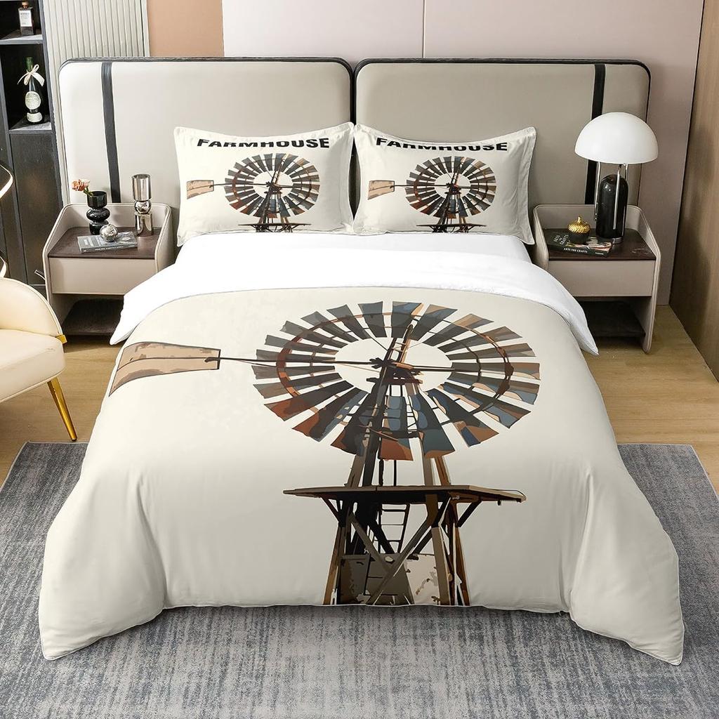 Windmill Duvet Cover Sets For Kids Teens Adults Lightweight Down Quilt Covers Bedroom Decor 2 Pillowcases 1 Duvet Cover No Quilt