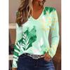 Autumn Women's 3D Printed V-Neck Long Sleeve T-Shirt