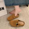 2025 autumn new flat bottom inner height increase retro soft sole half slippers lazy Boken shoes Birken shoes bag head slippers women