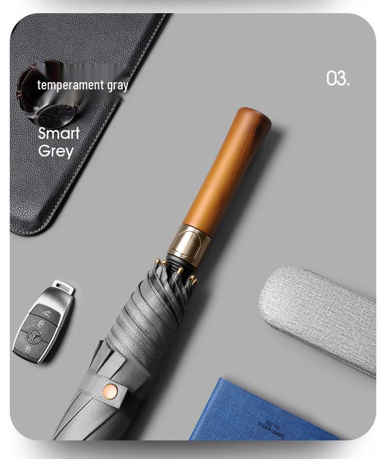 Automatic Wooden Handle Golf Umbrella: Long Handle, Double Person, Sun & Rain Protection, Men's Business Gift, Customizable Advertising.