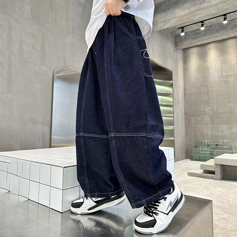 

Boys Straight-Leg Jeans: 2025 Spring/Autumn Versatile Casual Pants for Kids 130 cm темно-синий