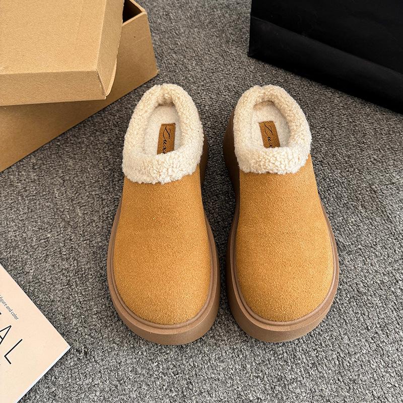 French Retro Baotou Half Slippers Women's Outer Wear Autumn and Winter New Heightened Thick-soled One-pedal Birkencotton Slippers