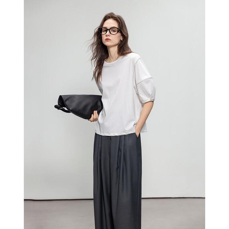 Demana Women s Contrast Stitch Lantern Sleeve T-Shirt M
