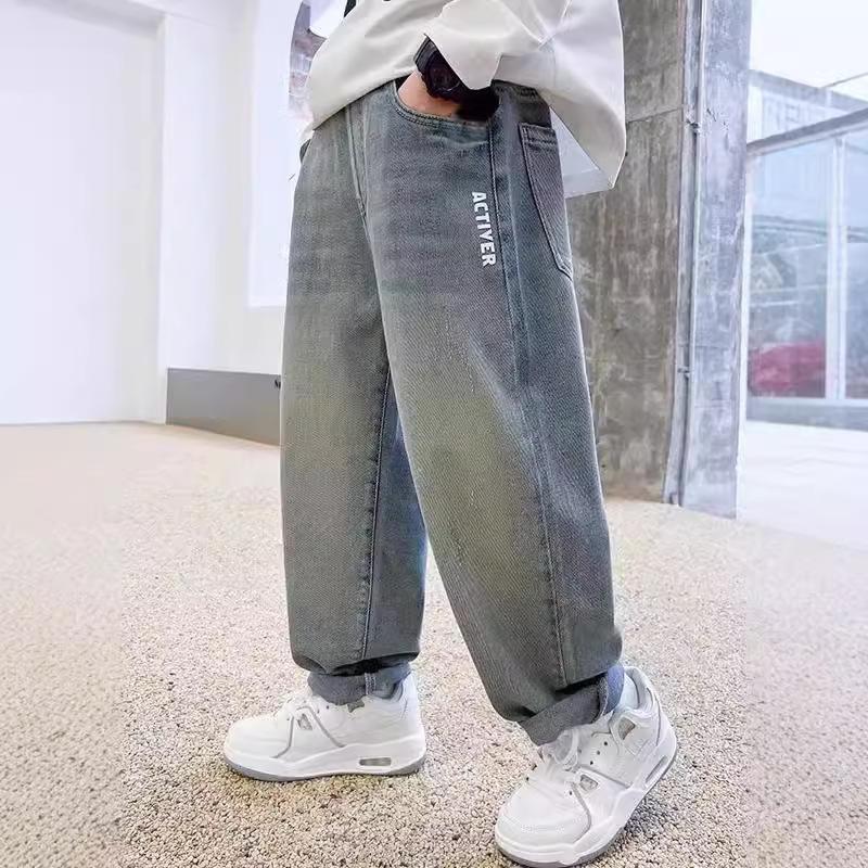 

Брюки Весна и Осень Мальчиковые Джинсы Модные и Красивые Детские Брюки Верхняя одежда Брюки 120