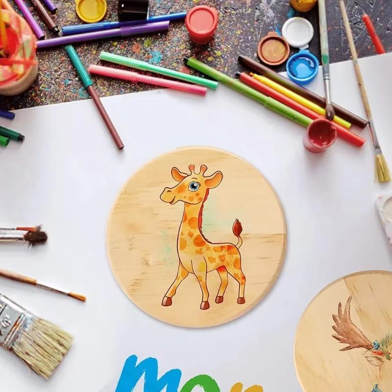 12 PCS Round Wooden Circle Original Wooden Shape Wooden Crafts Coasters DIY Making Painting Carving Painting Making