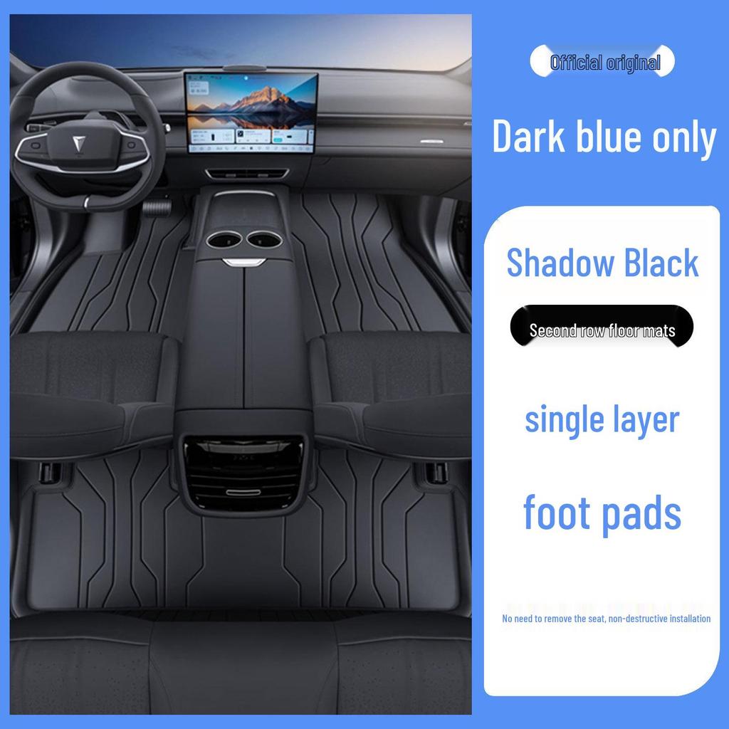 S07 Dark Blue Full-Coverage Car Floor Mats - Eco-Friendly, Odorless Leather, Custom Fit & Protective