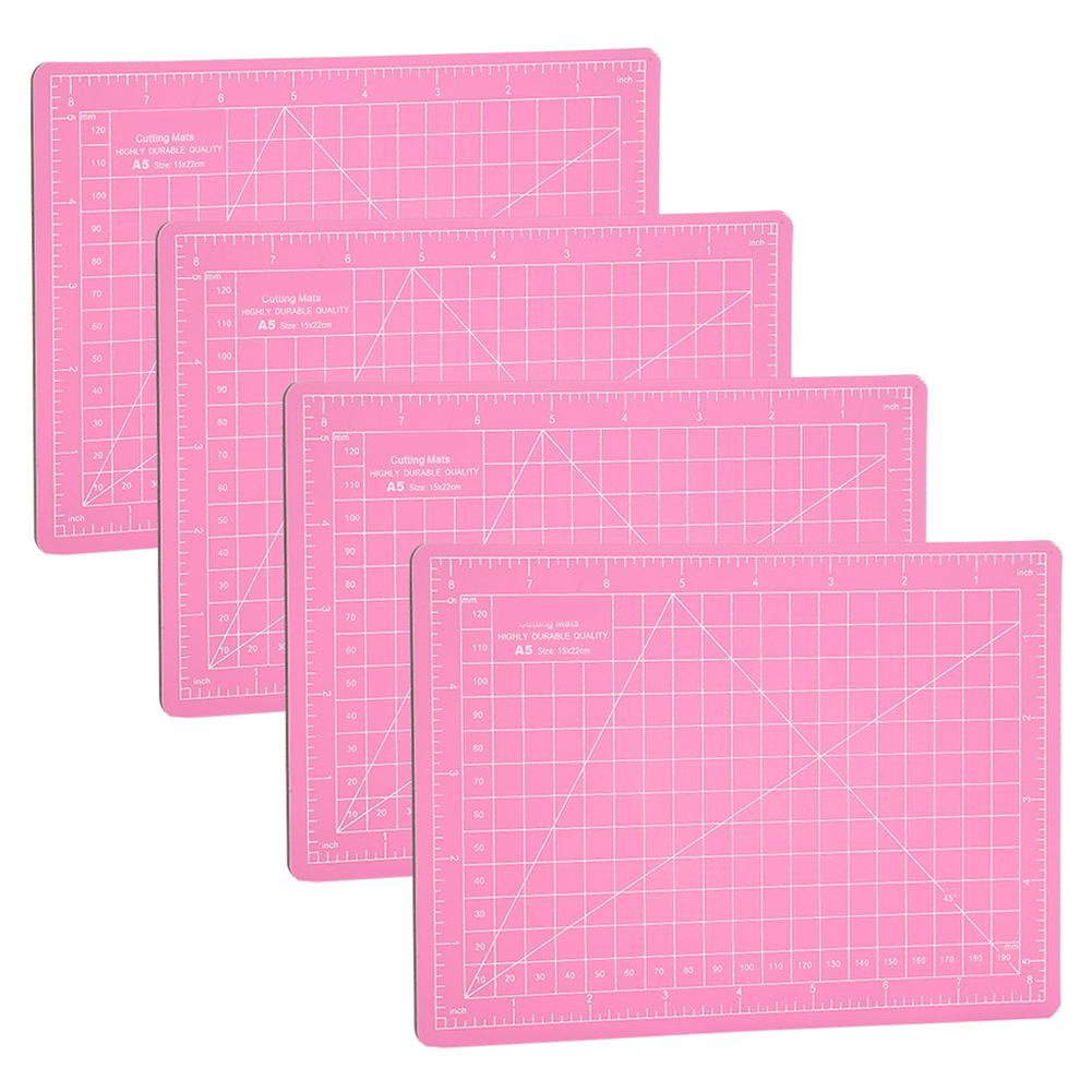 4 szt. Mata do cięcia A5 Różowa PVC Model Podkładka do cięcia Rękodzieło Papier Rzeźbienie Grawerowanie Skala