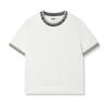 Fila Emerald Lifestyle Color Block Letter Print Round Neck Casual Sports Comfortable Knit Short Sleeve T-Shirt Women Tops White F11W514101F-WT