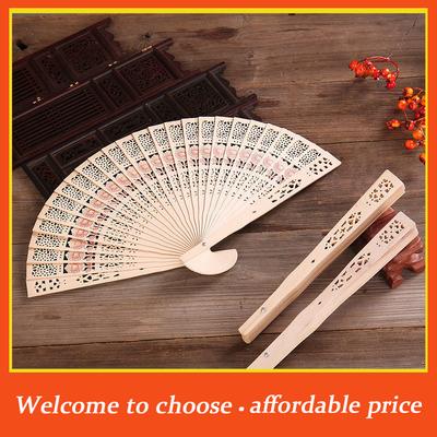 PI 1pc New Fashion Wedding Hand Fragrant Party Carved Bamboo Folding Fan Chinese Wooden Fan Vintage Hollow Antiquity Folding Fan