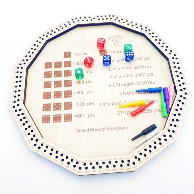 Portable Wooden Board Game Set with Farkle Dices and Dices Tray for Hours of Fun with Friend and Family