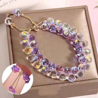 Fashion Brilliant Purple Crystal Bracelet for Women Girls Children Exquisite Zircon Handmade Beads Charm Bracelets Jewelry Gift