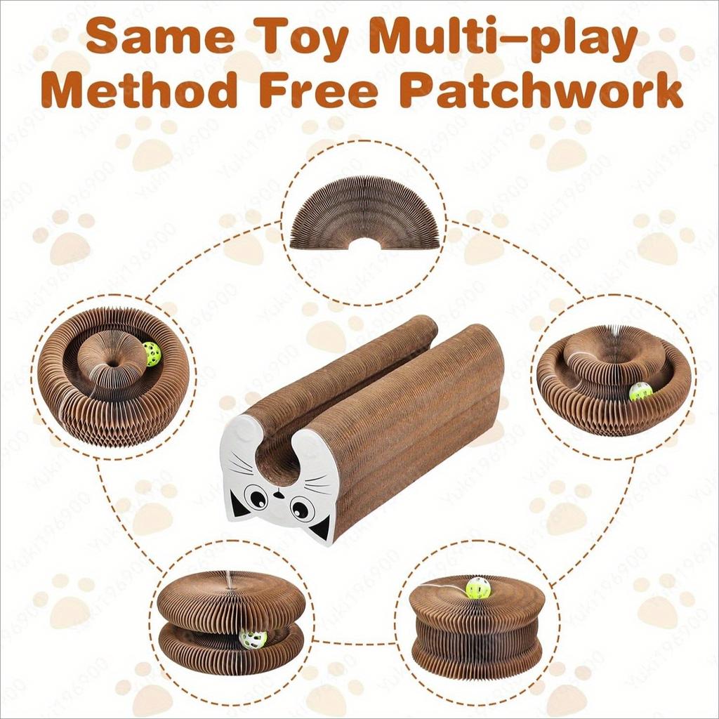 Kočičí hračka Škrabadlo, Akordeon s míčkem, Kouzelný orgán Kočičí škrabadlo, Skládací design, Uvolňuje úzkost a chrání nábytek