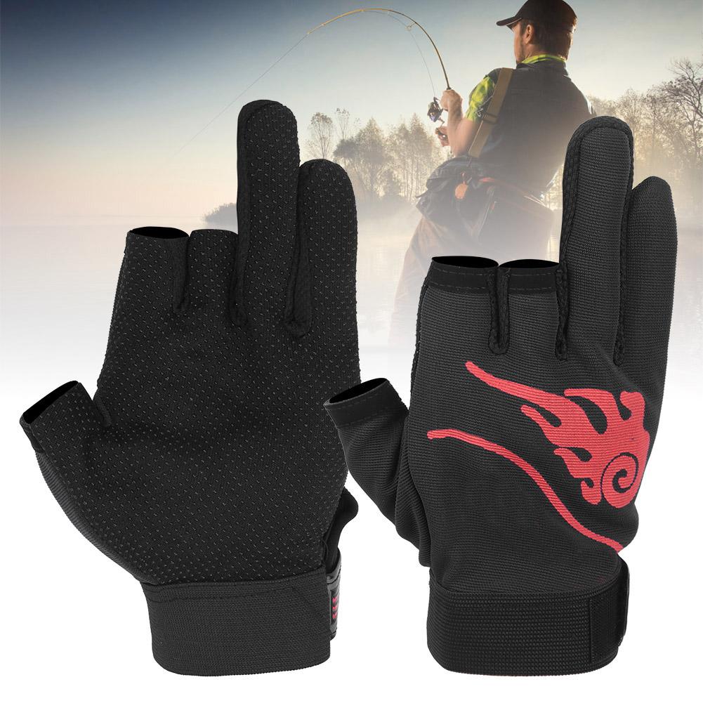 1 Paar rutschfeste Angelhandschuhe mit 3 geschnittenen Fingern, Sporthandschuhe für Outdoor-Angelausrüstung(Schwarz )