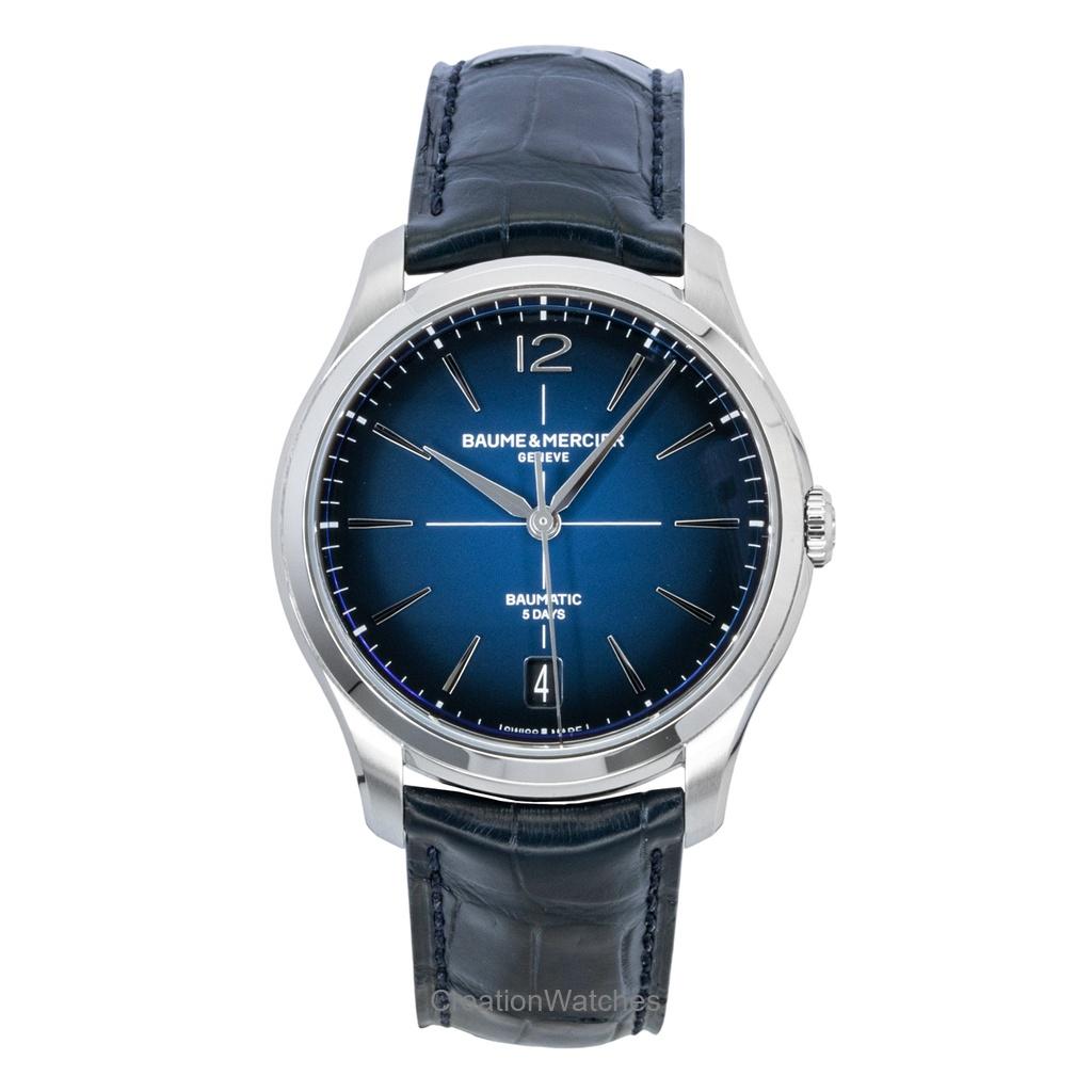 baume & mercier Clifton Leather Strap Blue Dial Automatic M0A10771 Men's Watch