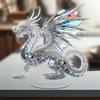 Acrylic White  Dragon Statue 2D Flat Cool Figurine Home Office Cafe Room Studio Display Case Table Ornament Decor Gift