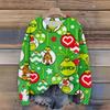 Long Sleeve Pullover Sweaters For Women O Neck Casual Cute Printing Knit Oversized Sweater