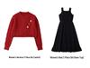 New Parent-Child Red Sweater: Women's Dress & Men's Top, Autumn/Winter Thick Knit Korean Style Family Outfit.