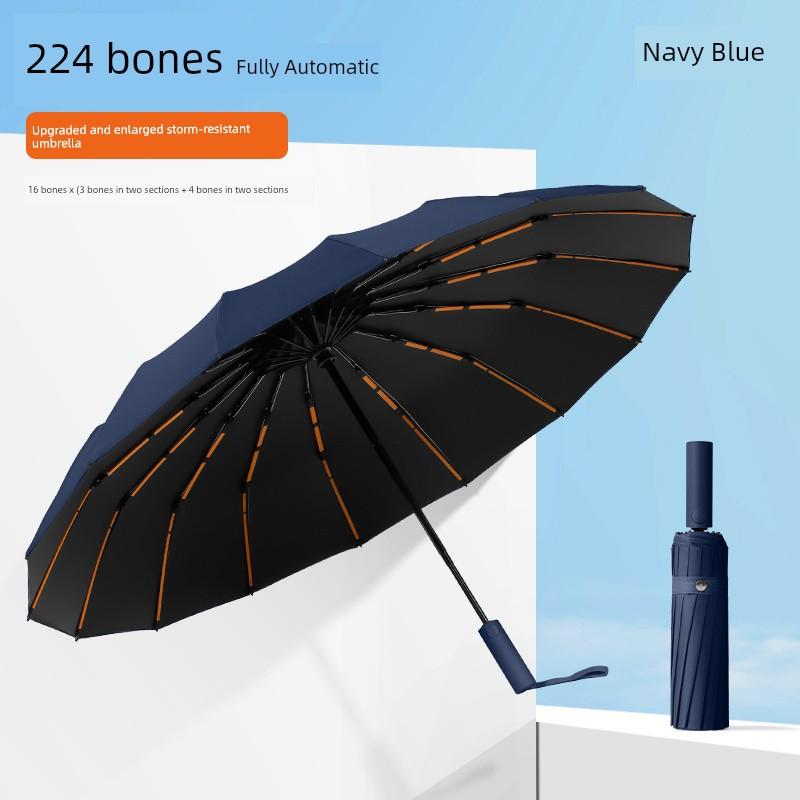 Umbrella Extra Large Thickened Reinforced 224 Bone Automatic Umbrella Oversized Men's and Women's All-Weather Umbrella Sun Protection Folding Storm