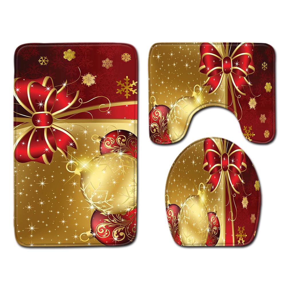

Рождественский коврик для ванной, туалетный трехпредметный набор 45cmx75cm