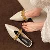 Fashion Pointed Toe Women's Slippers Chain Flats Fashion Mules Shoes Summer Woman 2025 New Designer Sandals Cozy Walking Chaussure Femme