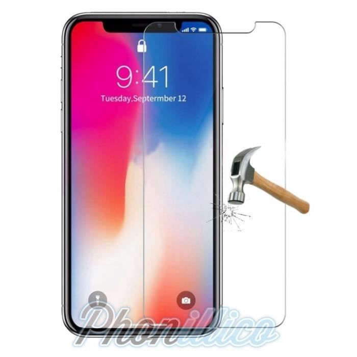 Coque TPU + Film Verre Trempe - Phonillico® - Apple iPhone X - Ultra Slim - Transparent - Souple